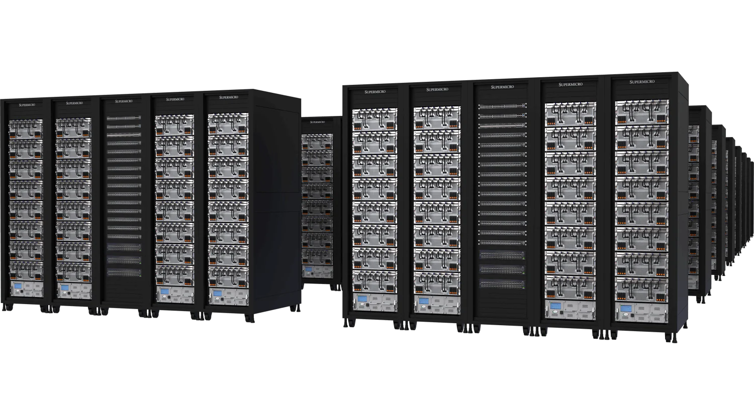 Supermicro 幸运飞行艇开奖记录查询结果 Generative AI 168飞艇开奖结果+历史记录查询 SuperCluster: Multiple rows of 10 Racks populated with Liquid-Cooled 4U 8-GPU systems